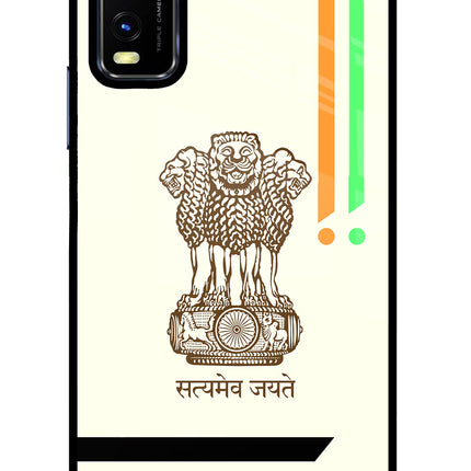 Satyamev Jayate Brown Logo Vivo Y20/Y20i Glass Case Back Cover by Casekaro
