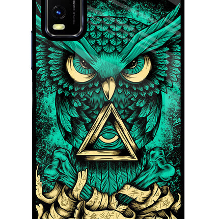 Green Owl Vivo Y20/Y20i Glass Case Back Cover by Casekaro