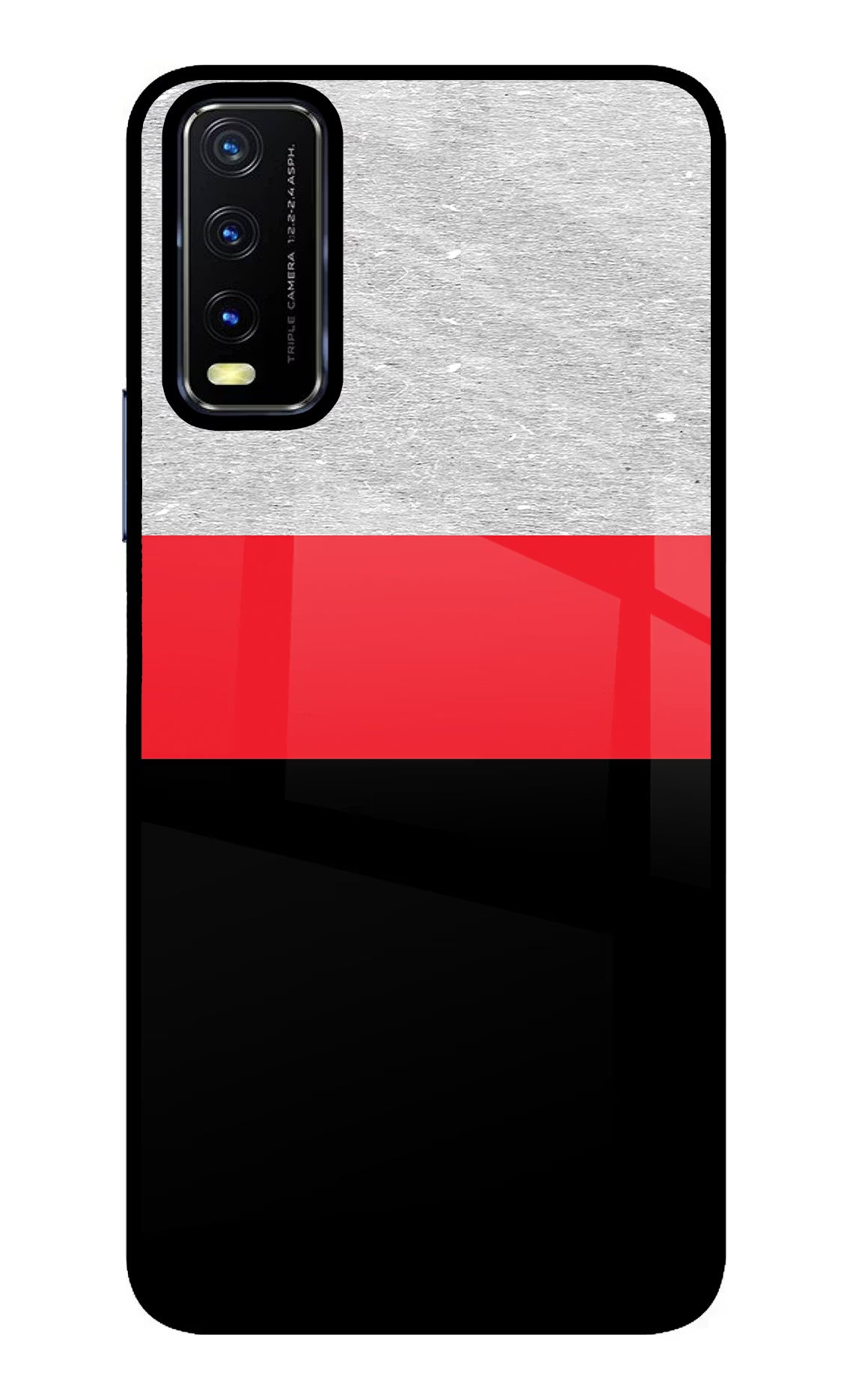 Tri Color Pattern Vivo Y20/Y20i Glass Case Back Cover by Casekaro