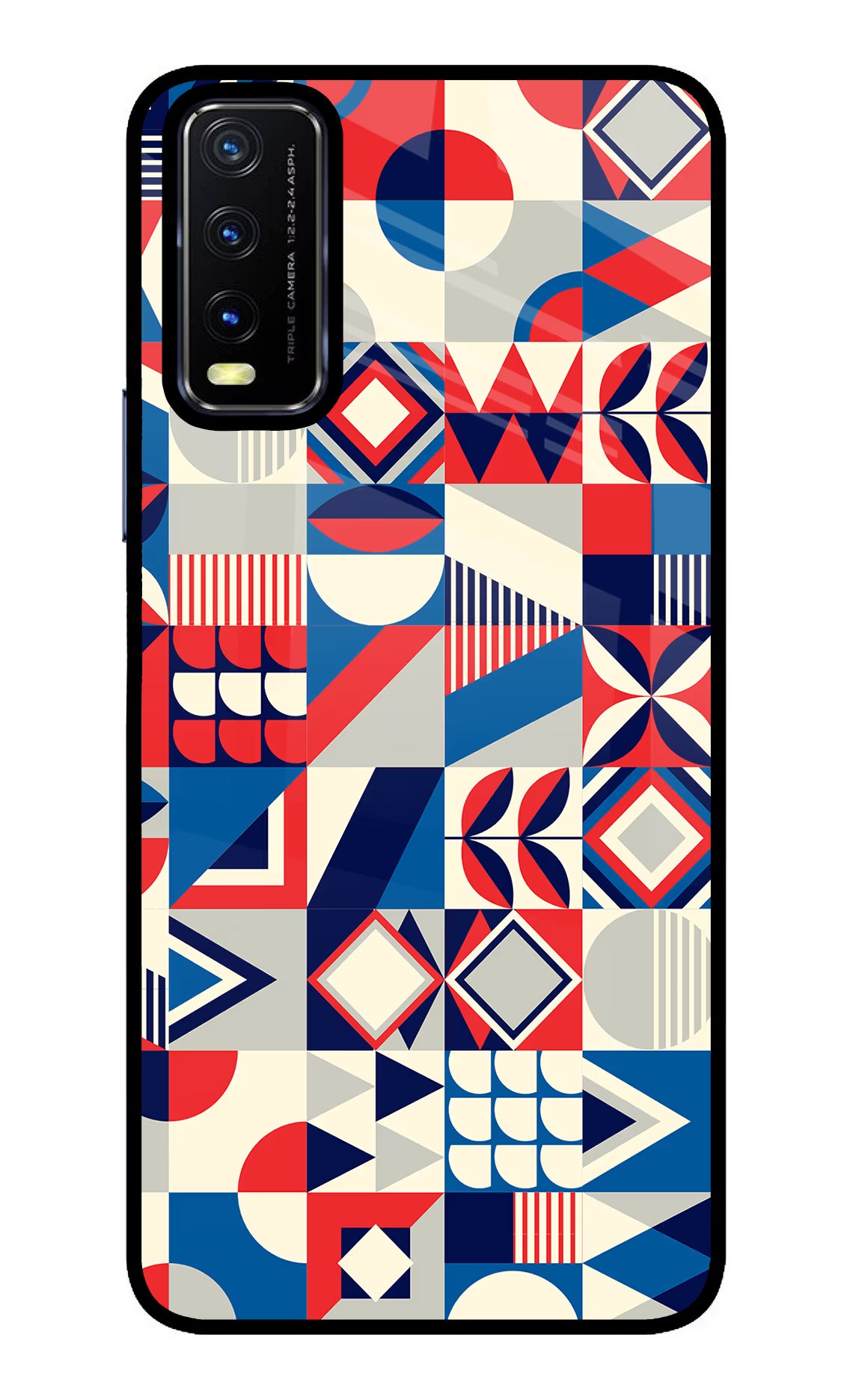 Colorful Pattern Vivo Y20/Y20i Glass Case Back Cover by Casekaro