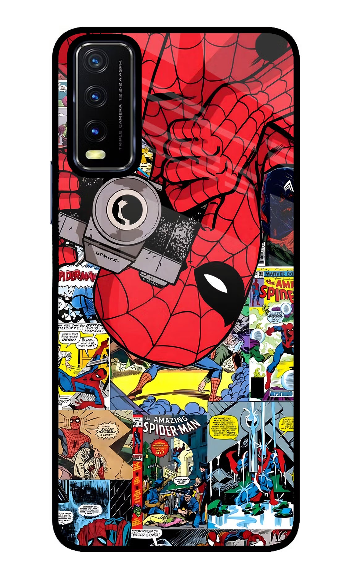 Spider Man Vivo Y20/Y20i Glass Case Back Cover by Casekaro