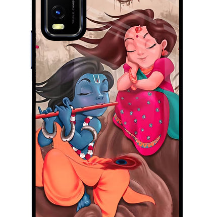 Radhe Krishna Vivo Y20/Y20i Glass Case Back Cover by Casekaro