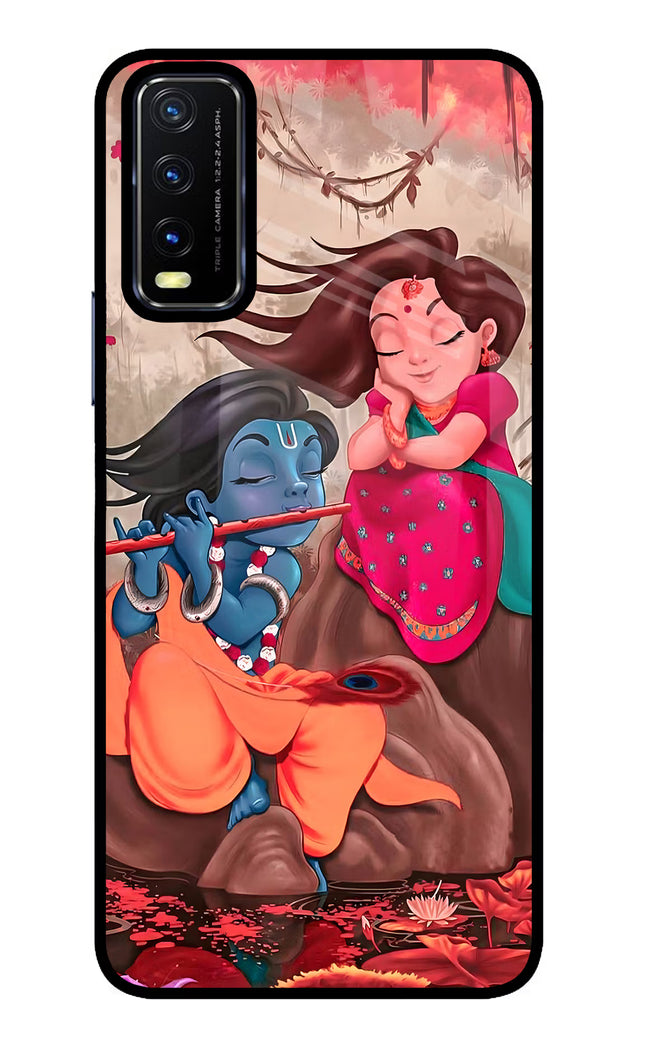 Radhe Krishna Vivo Y20/Y20i Glass Case Back Cover by Casekaro