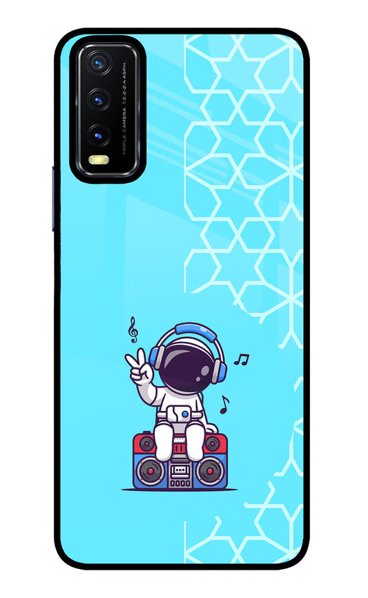 Cute Astronaut Chilling Vivo Y20/Y20i Glass Case
