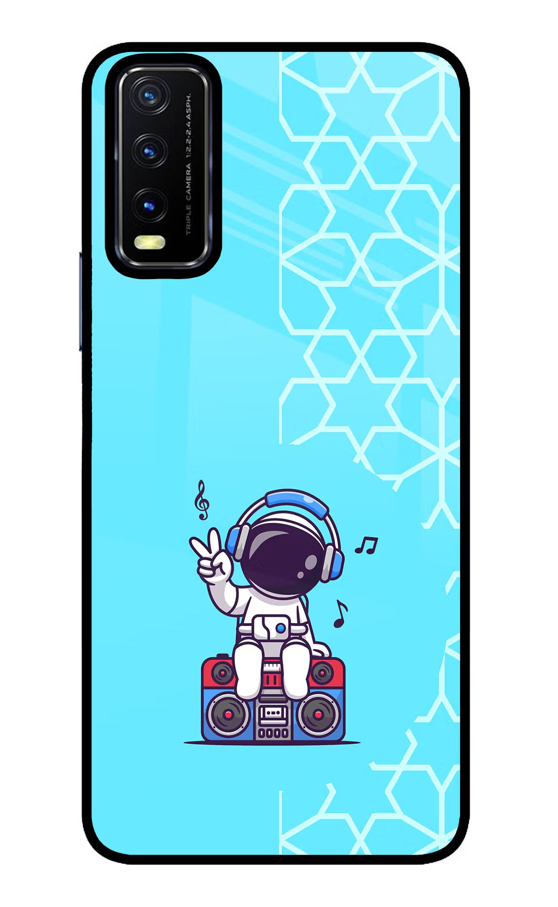 Cute Astronaut Chilling Vivo Y20/Y20i Glass Case Back Cover by Casekaro