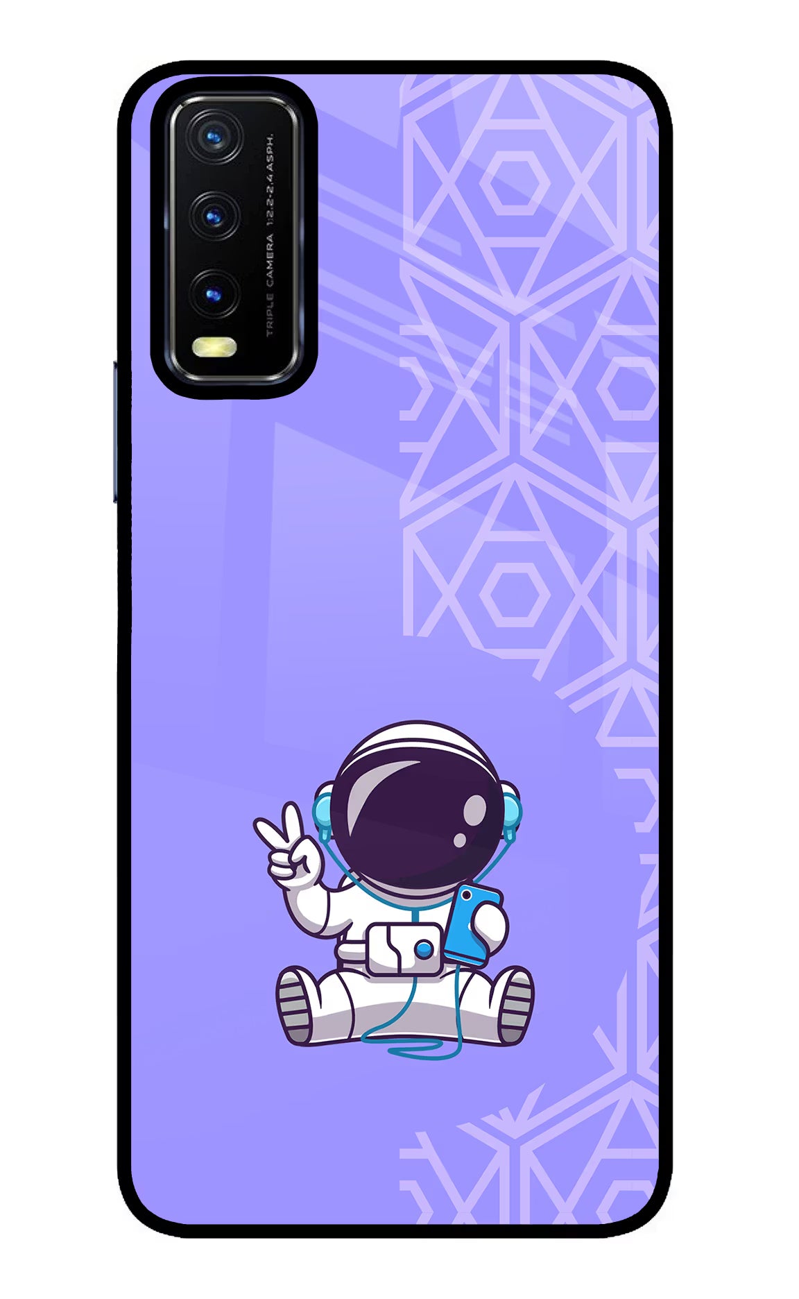 Cute Astronaut Chilling Vivo Y20/Y20i Glass Case Back Cover by Casekaro