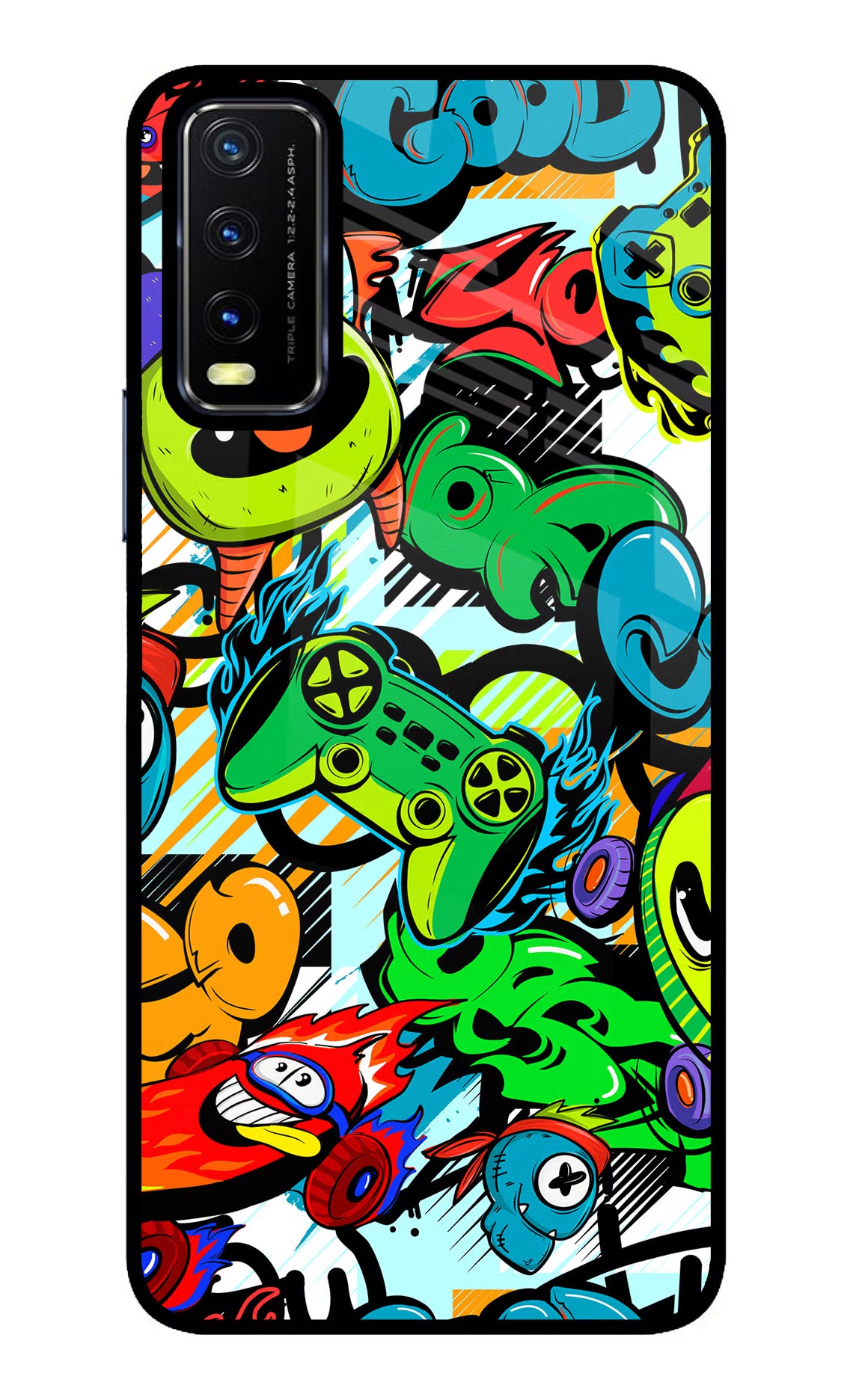 Game Doodle Vivo Y20/Y20i Glass Case Back Cover by Casekaro