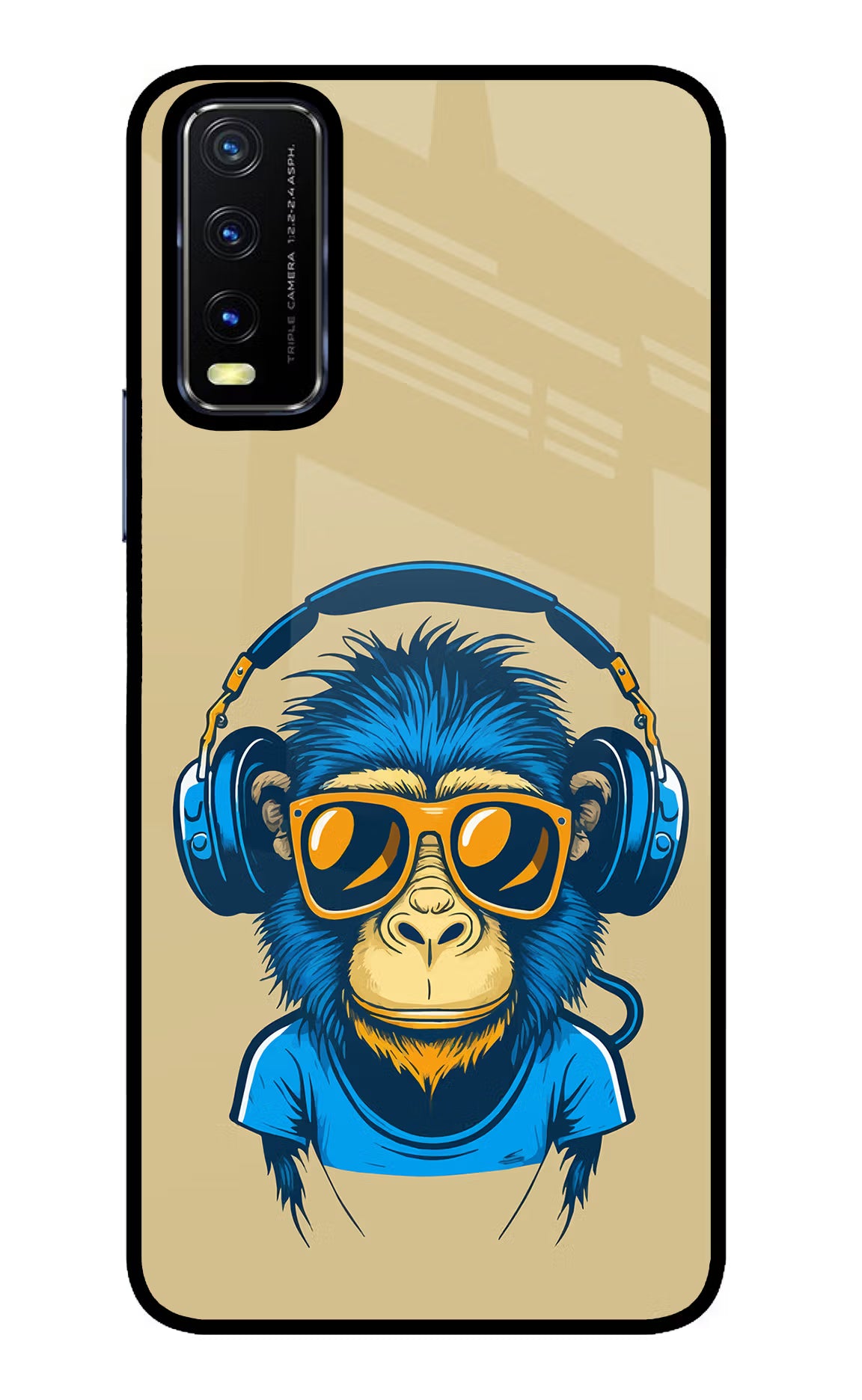Monkey Headphone Vivo Y20/Y20i Glass Case Back Cover by Casekaro
