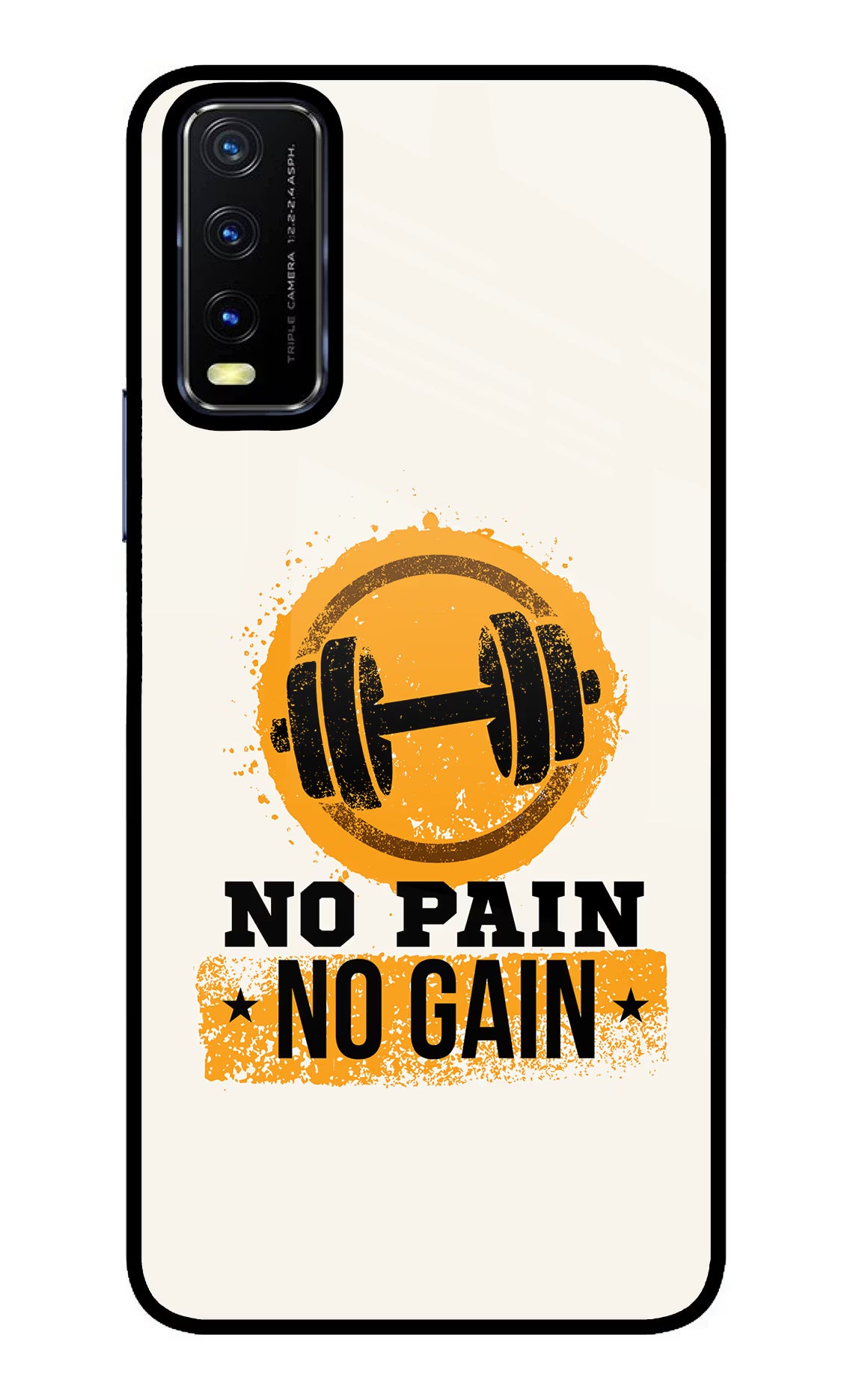 No Pain No Gain Vivo Y20/Y20i Glass Case Back Cover by Casekaro