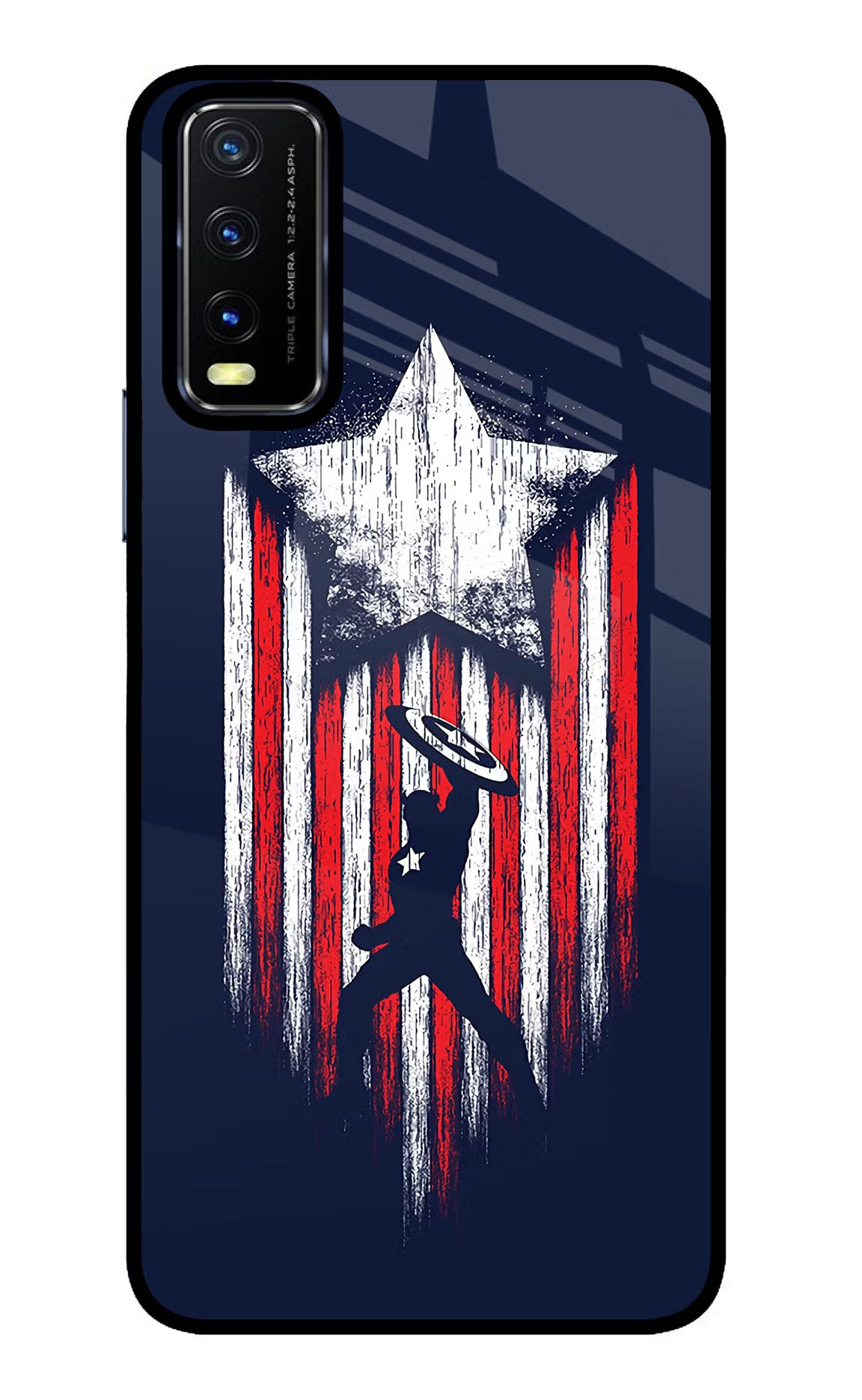 Captain America Marvel Art Vivo Y20/Y20i Glass Case Back Cover by Casekaro