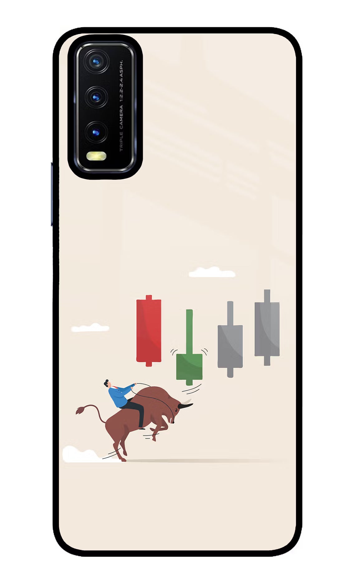 Bull Trading Momentum Vivo Y20/Y20i Glass Case Back Cover by Casekaro