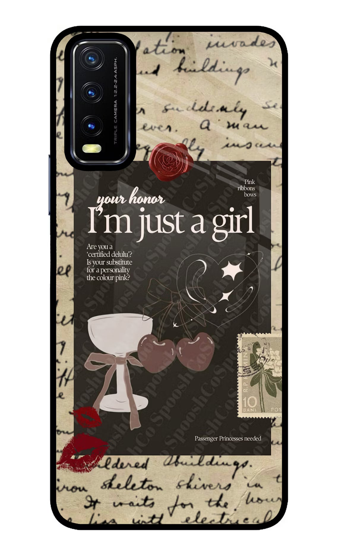 I am just a girl Vivo Y20/Y20i Glass Case Back Cover by Casekaro