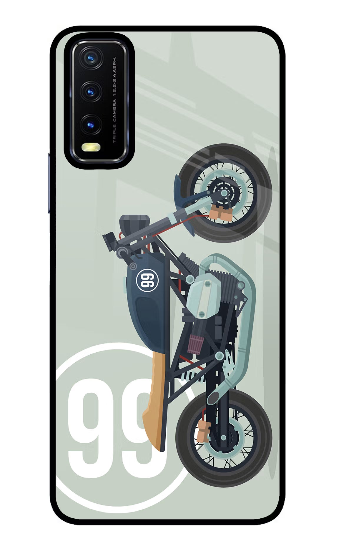 Classic Cafe Racer 99 Vivo Y20/Y20i Glass Case Back Cover by Casekaro