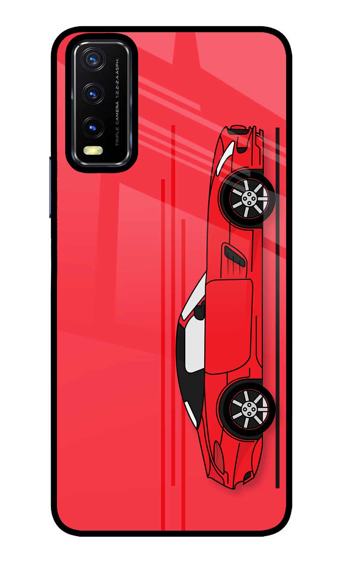 Red Velocity Vivo Y20/Y20i Glass Case Back Cover by Casekaro