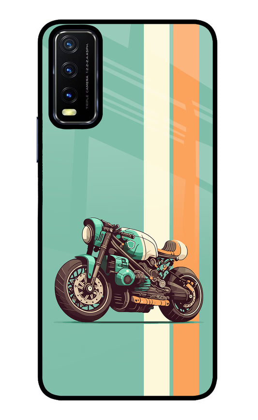 Striped Moto Drift Vivo Y20/Y20i Glass Case