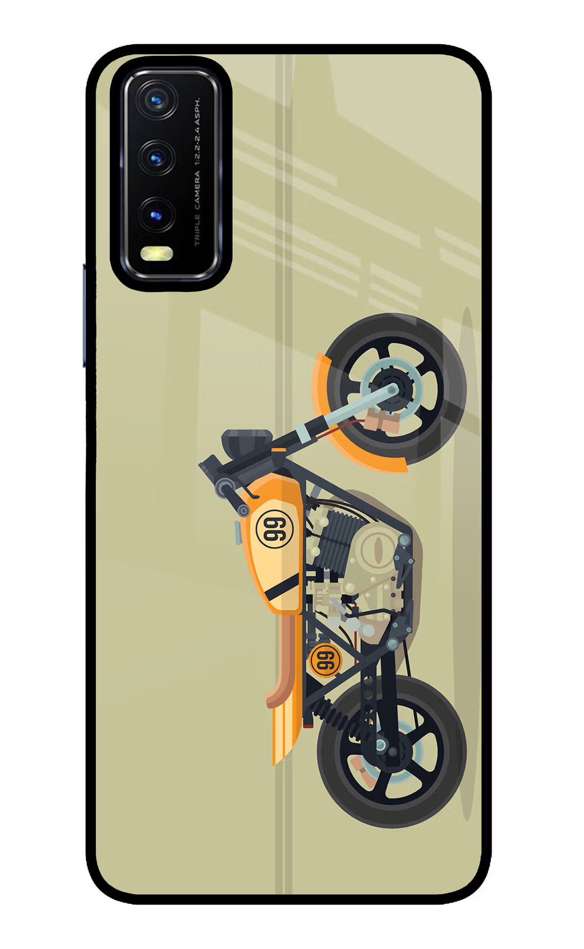 Vertical Speedster Vivo Y20/Y20i Glass Case Back Cover by Casekaro