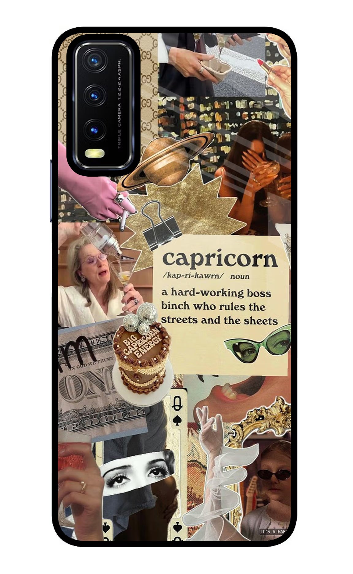 Capricorn Zodiac Vivo Y20/Y20i Glass Case Back Cover by Casekaro
