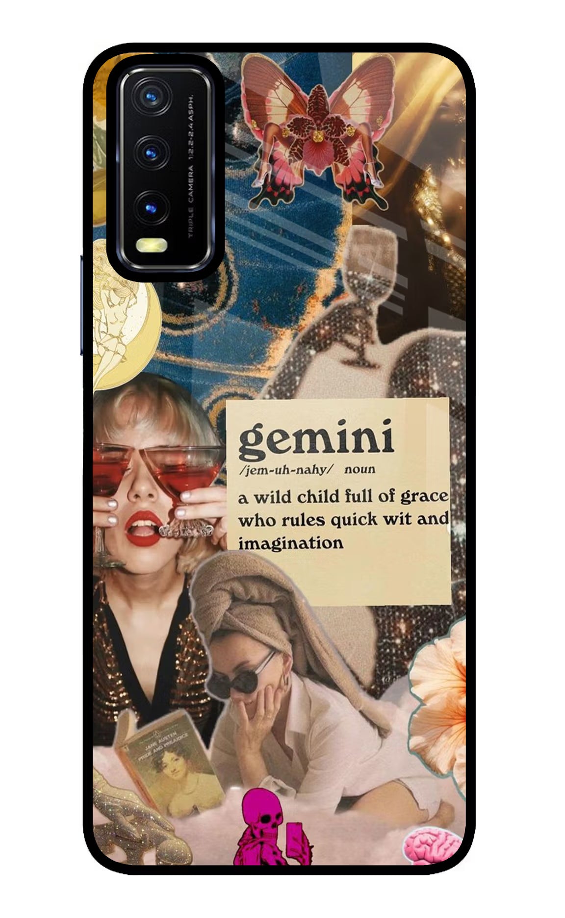 Gemini Zodiac Vivo Y20/Y20i Glass Case Back Cover by Casekaro