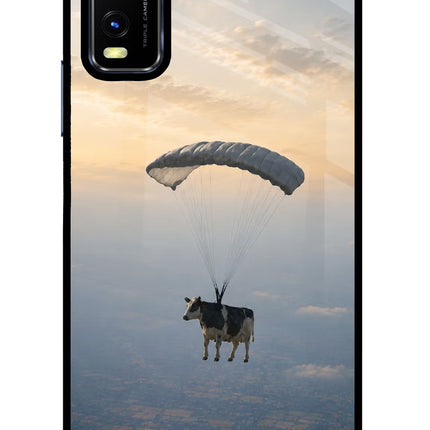 Skydiving Cow Vivo Y20/Y20i Glass Case
