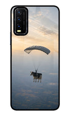 Skydiving Cow Vivo Y20/Y20i Glass Case