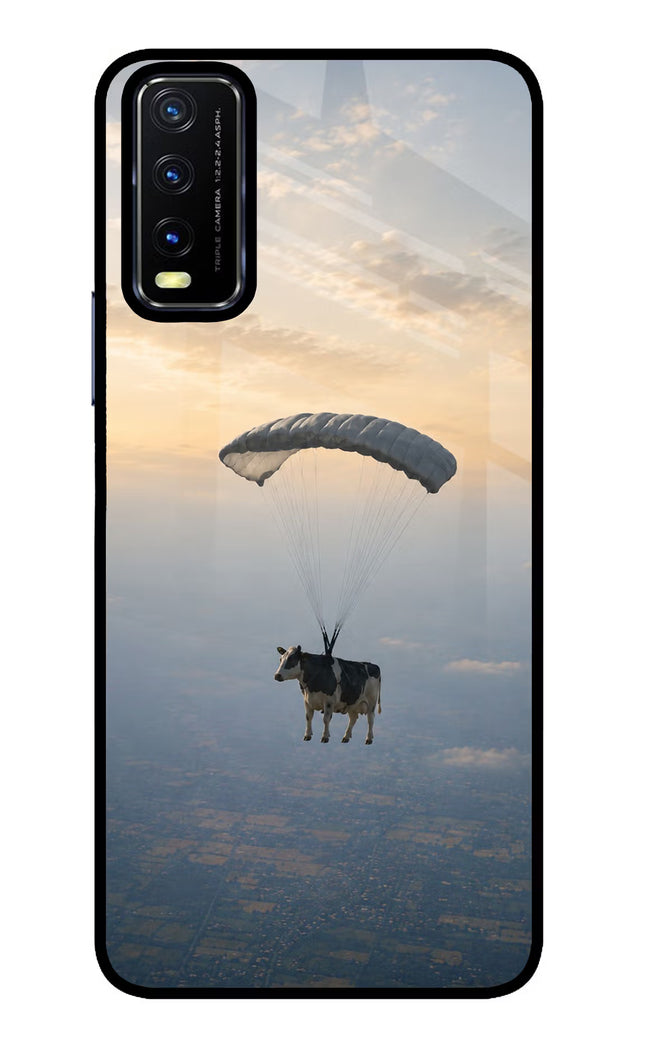 Skydiving Cow Vivo Y20/Y20i Glass Case