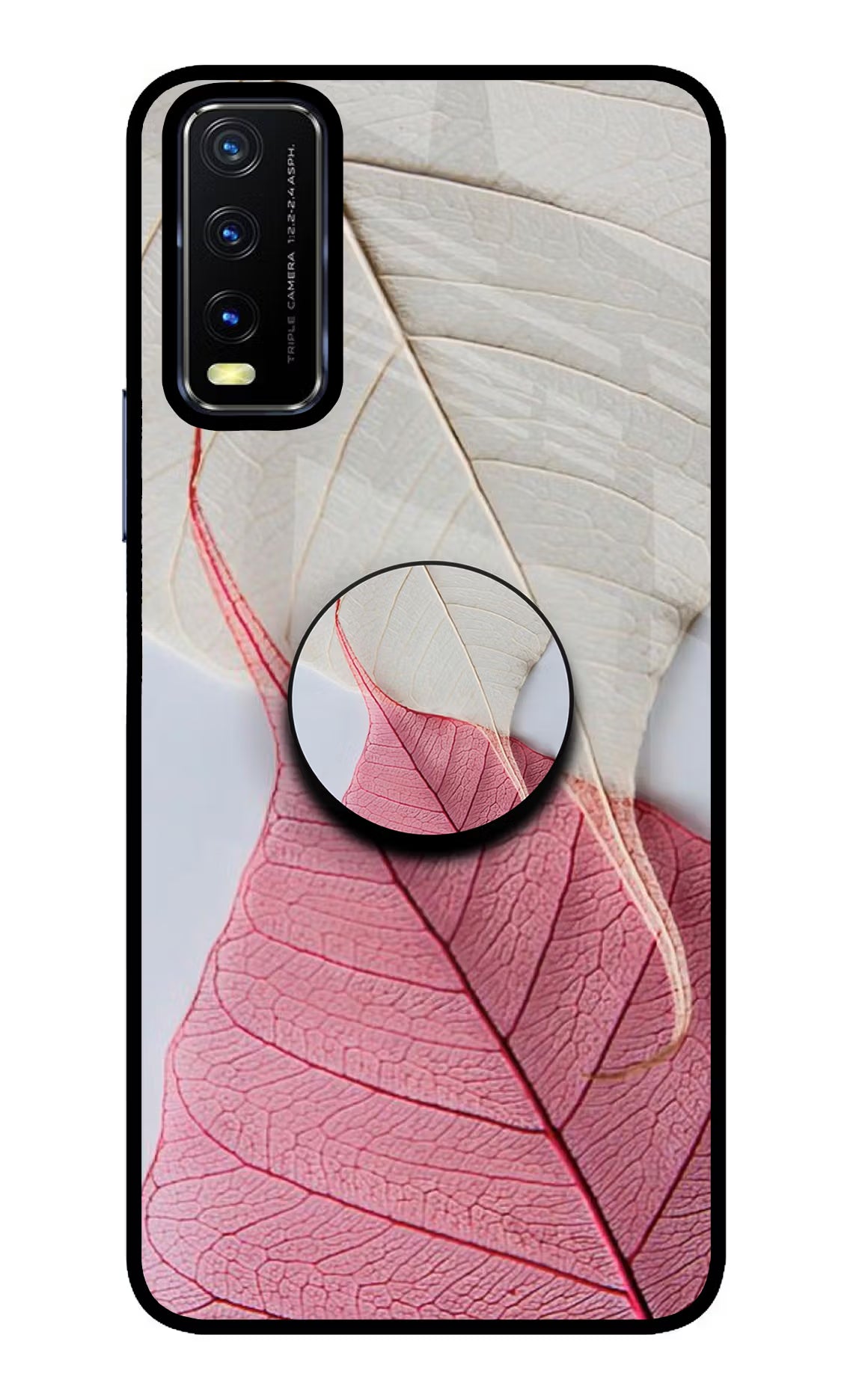 White Pink Leaf Vivo Y20/Y20i Pop Case by Casekaro