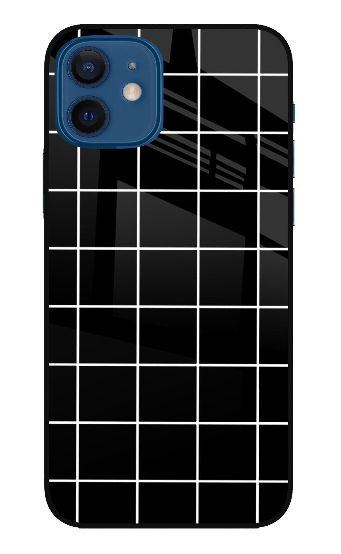 White Grid iPhone 12 Back Cover