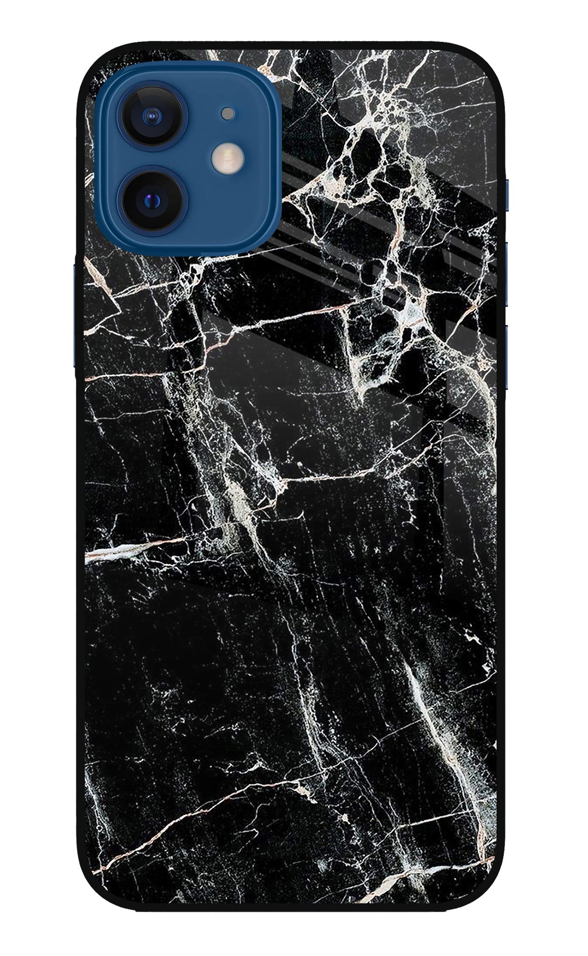 Black Marble Texture iPhone 12 Back Cover