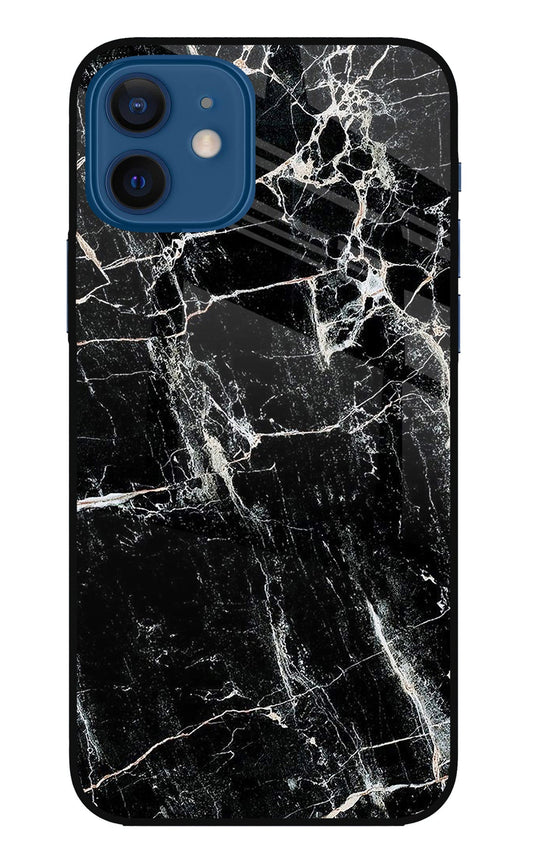 Black Marble Texture iPhone 12 Glass Case