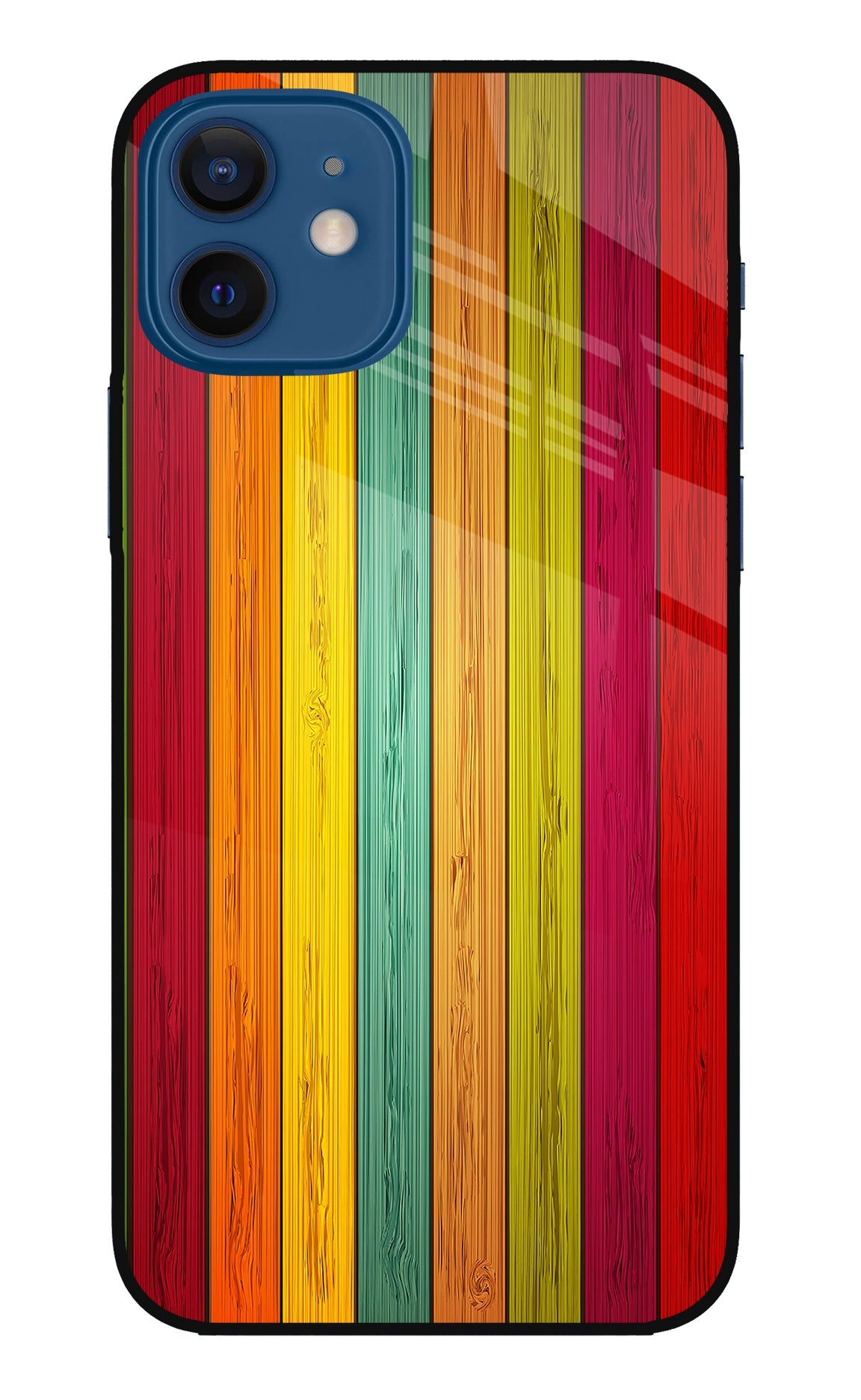 Multicolor Wooden iPhone 12 Glass Case