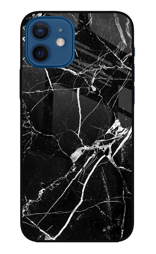 Black Marble Pattern iPhone 12 Glass Case