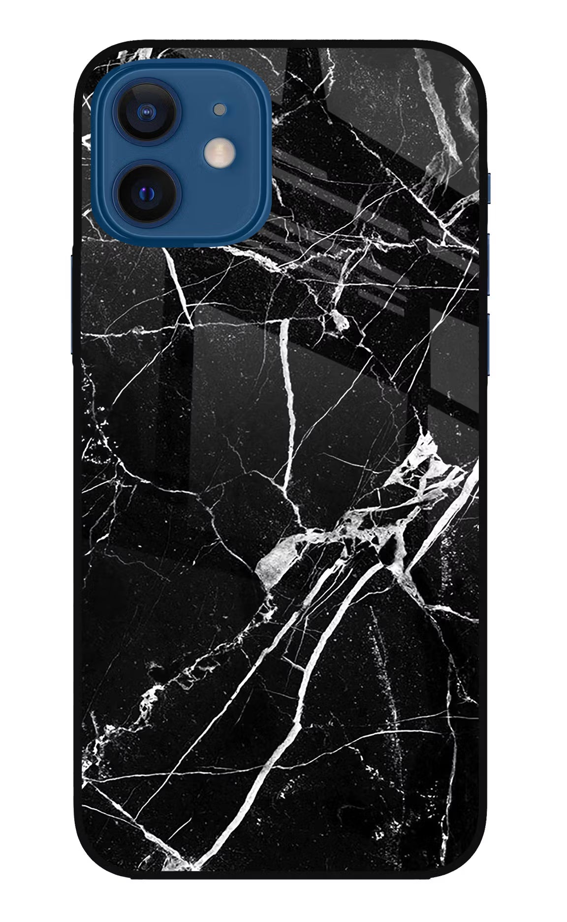 Black Marble Pattern iPhone 12 Glass Case Back Cover by Casekaro