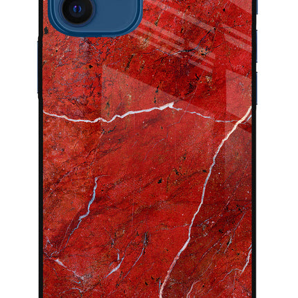 Red Marble Design iPhone 12 Glass Case Back Cover by Casekaro
