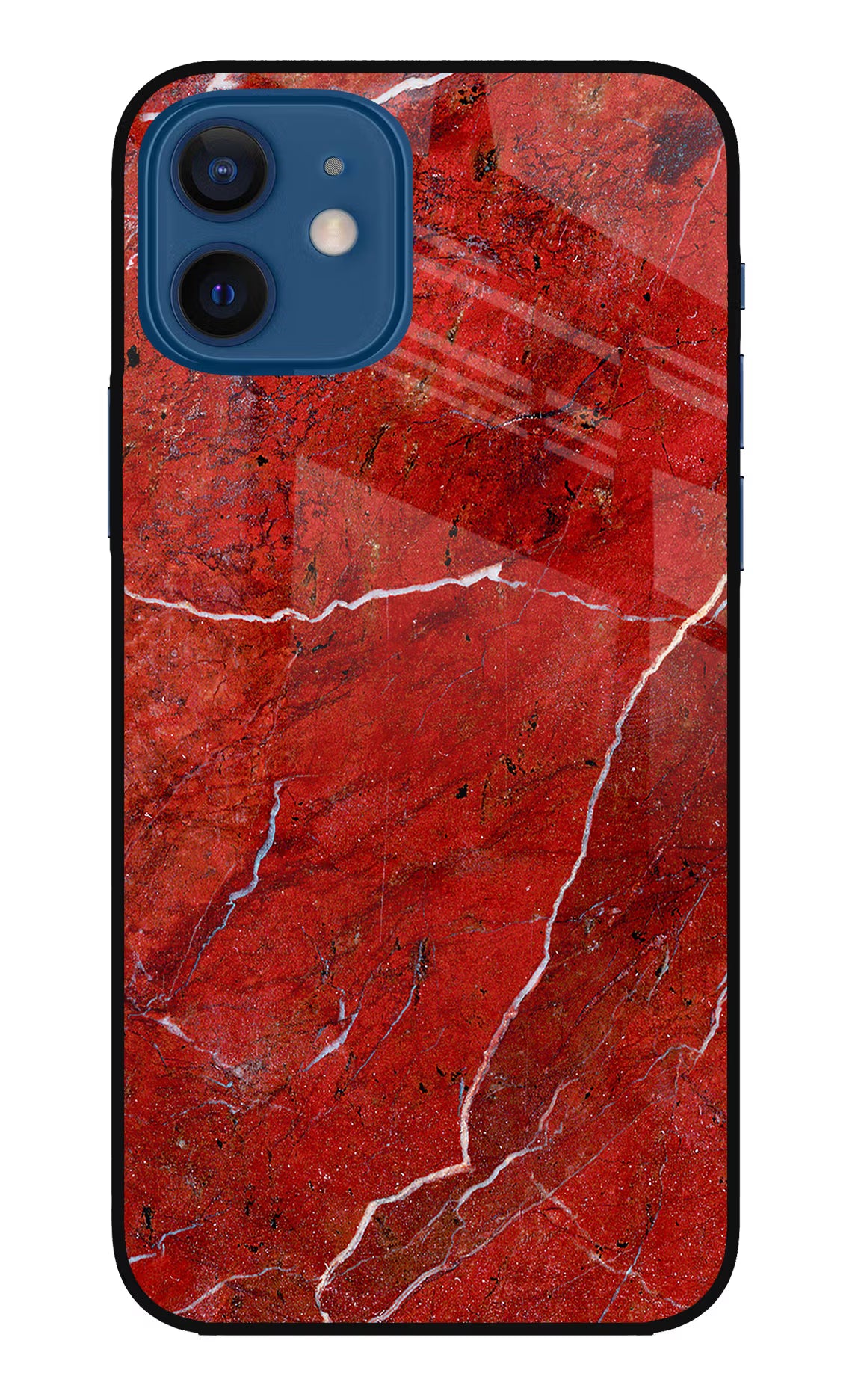 Red Marble Design iPhone 12 Glass Case Back Cover by Casekaro