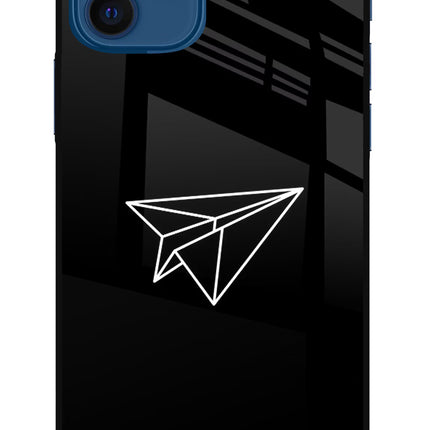 Paper Plane White iPhone 12 Glass Case