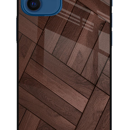 Wooden Texture Design iPhone 12 Glass Case Back Cover by Casekaro