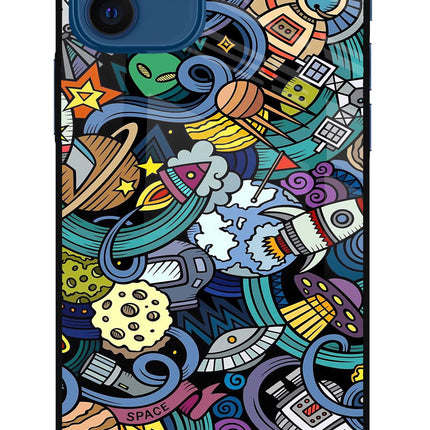 Space Abstract iPhone 12 Glass Case Back Cover by Casekaro