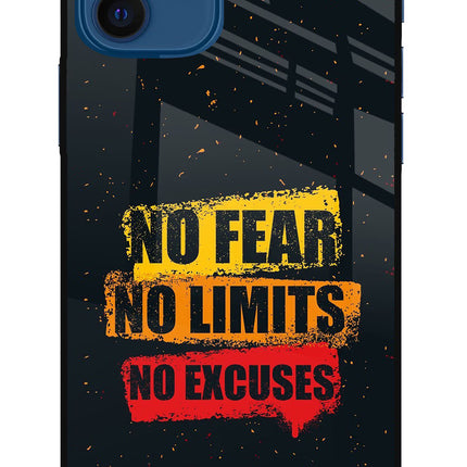 No Fear No Limits No Excuse iPhone 12 Glass Case Back Cover by Casekaro