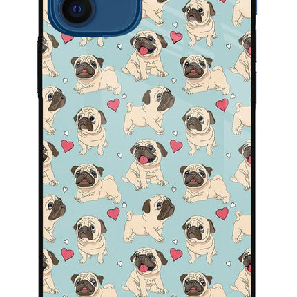 Pug Dog iPhone 12 Glass Case Back Cover by Casekaro
