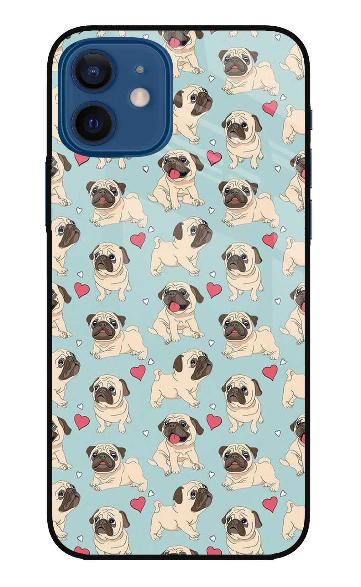 Pug Dog iPhone 12 Glass Case Back Cover by Casekaro