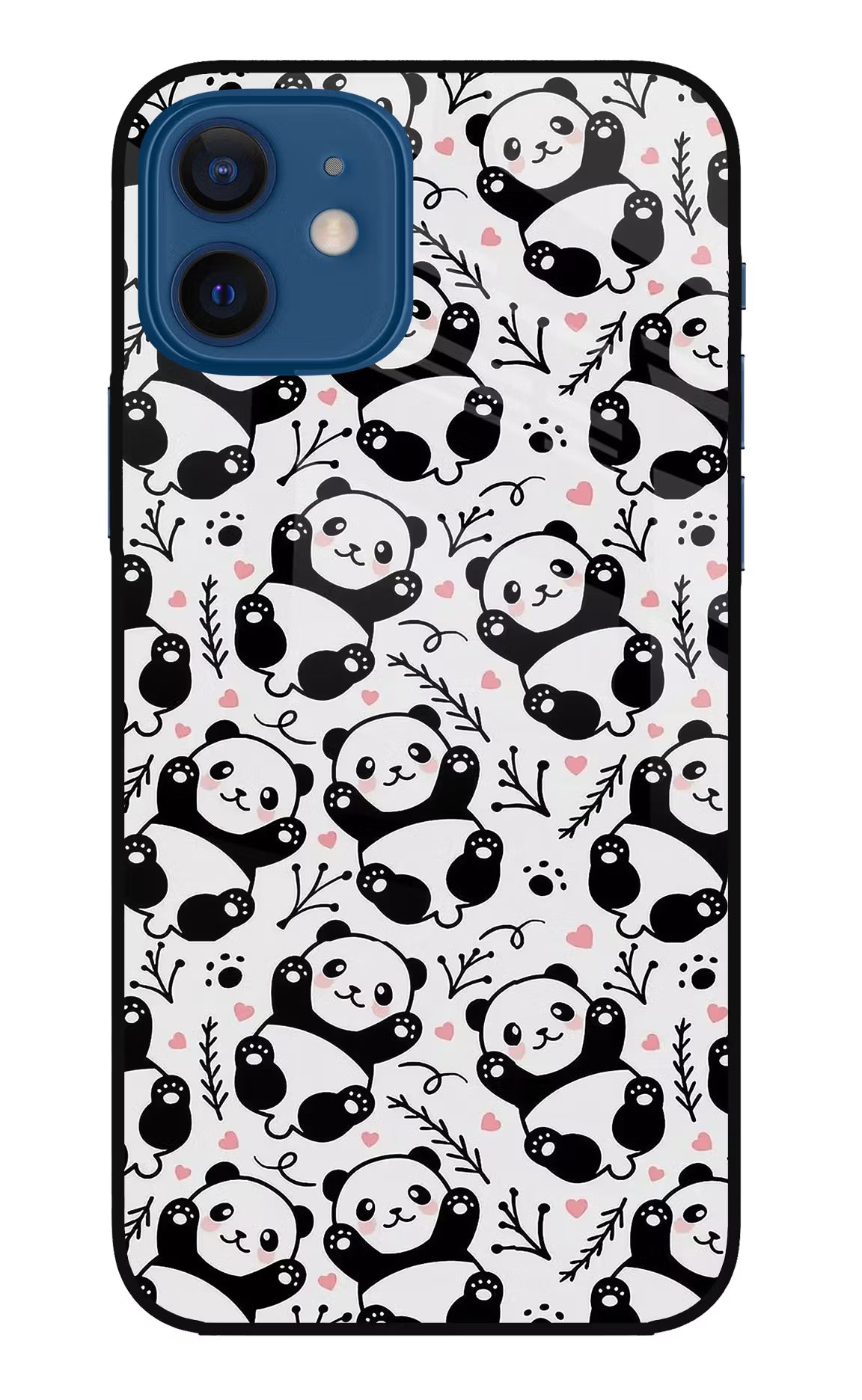 Cute Panda iPhone 12 Glass Case Back Cover by Casekaro