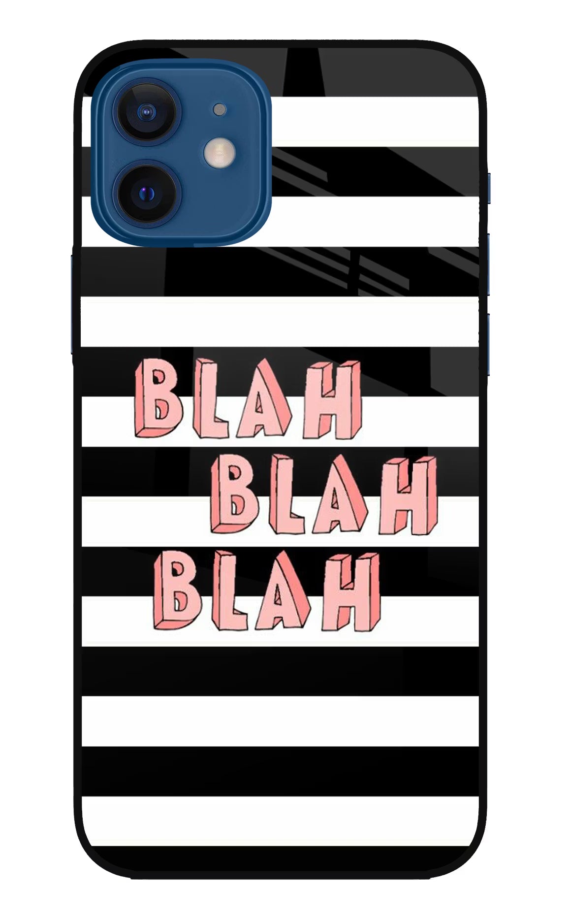 Blah Blah Blah iPhone 12 Glass Case Back Cover by Casekaro