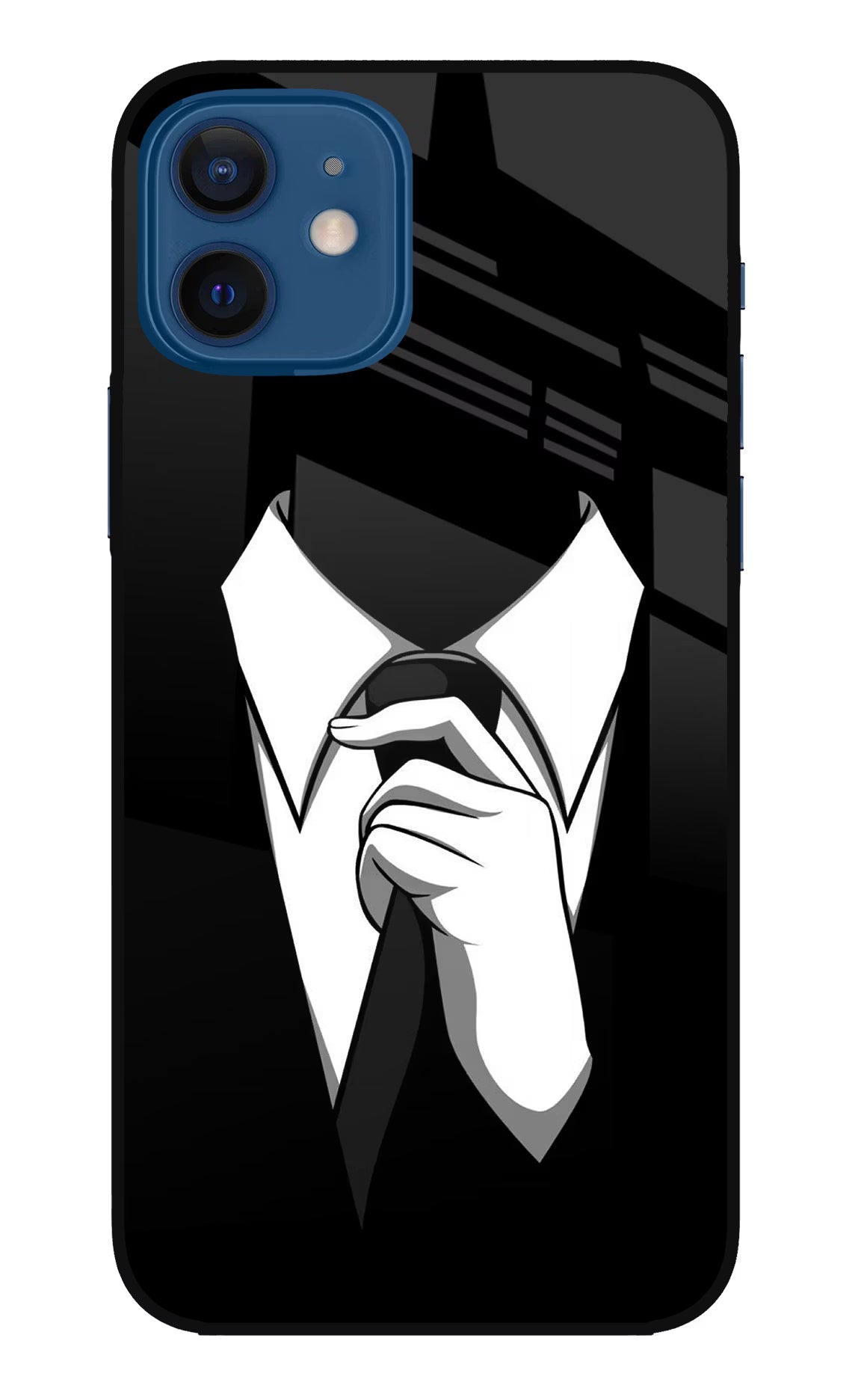 Black Tie iPhone 12 Glass Case Back Cover by Casekaro