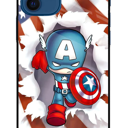 Captain America iPhone 12 Glass Case Back Cover by Casekaro