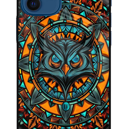 Angry Owl Art iPhone 12 Glass Case