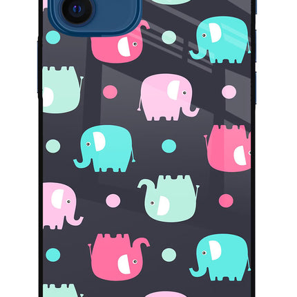 Elephants iPhone 12 Glass Case Back Cover by Casekaro
