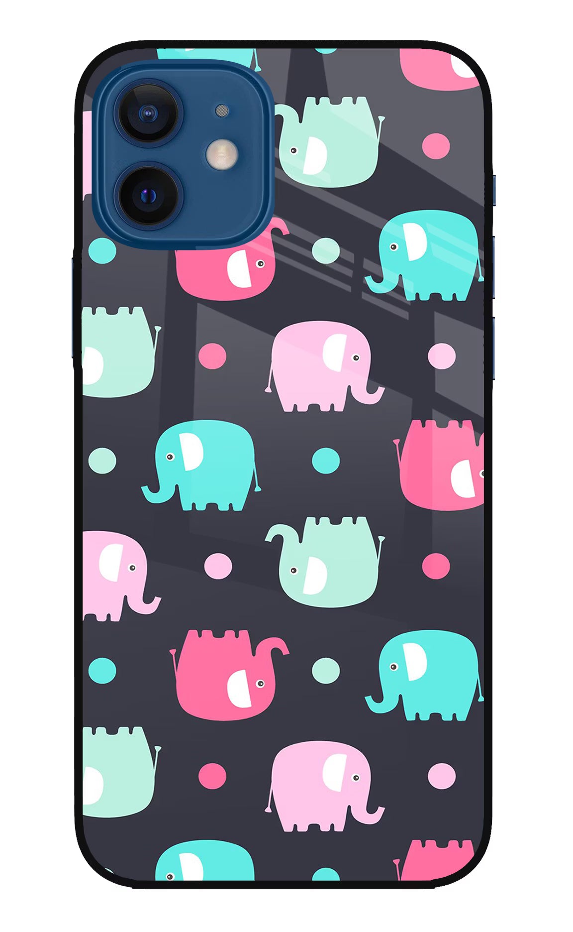Elephants iPhone 12 Glass Case Back Cover by Casekaro