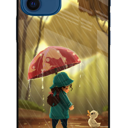 Rainy Day iPhone 12 Glass Case Back Cover by Casekaro