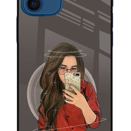 Selfie Queen iPhone 12 Glass Case Back Cover by Casekaro