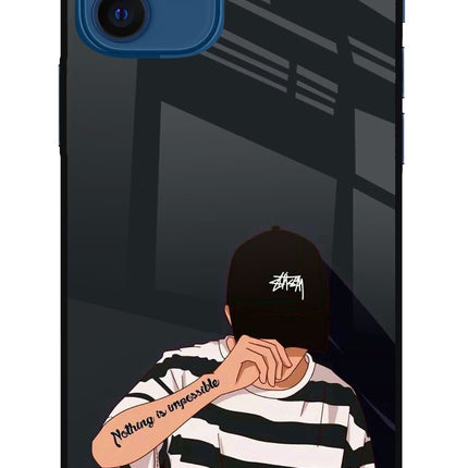Aesthetic Boy iPhone 12 Glass Case Back Cover by Casekaro